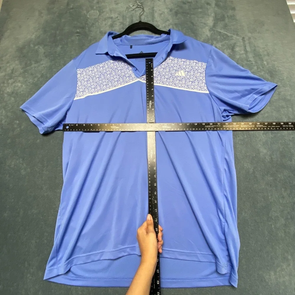 Adidas Polo Shirt Mens 2XL Blue Performance Short Sleeve Collared Casual Logo